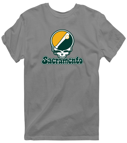Sacramento Baseball Stealie Grateful Dead T-Shirt — Sacramento Athletics — Dark Heather