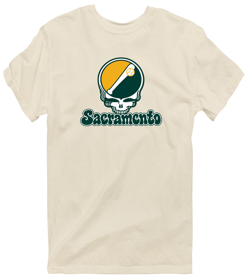 Sacramento Baseball Stealie Grateful Dead T-Shirt — Sacramento Athletics — Sand