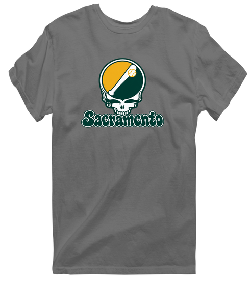 Sacramento Baseball Stealie Grateful Dead T-Shirt — Sacramento Athletics — Charcoal