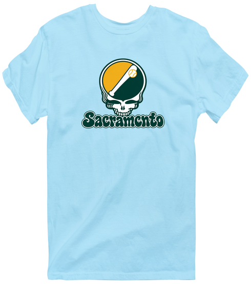 Sacramento Baseball Stealie Grateful Dead T-Shirt — Sacramento Athletics — Light Blue