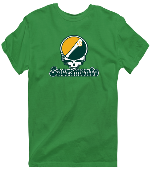 Sacramento Baseball Stealie Grateful Dead T-Shirt — Sacramento Athletics — Irish Green
