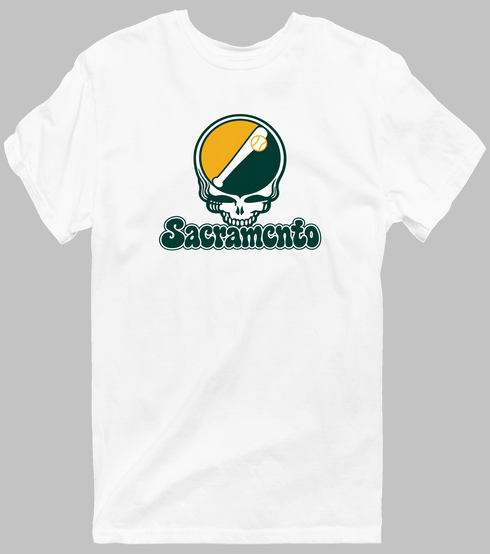 Sacramento Baseball Stealie Grateful Dead T-Shirt — Sacramento Athletics — White
