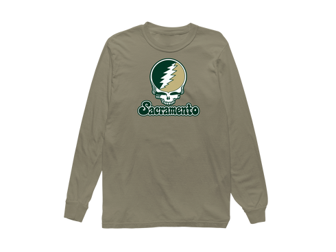 Sacramento Stealie Premium Unisex Long-Sleeve — Design: Sacramento State — Sandstone