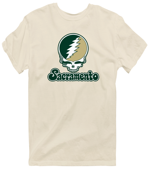 Sacramento Stealie Premium Unisex T-Shirt — Design: Sacramento State — Sand