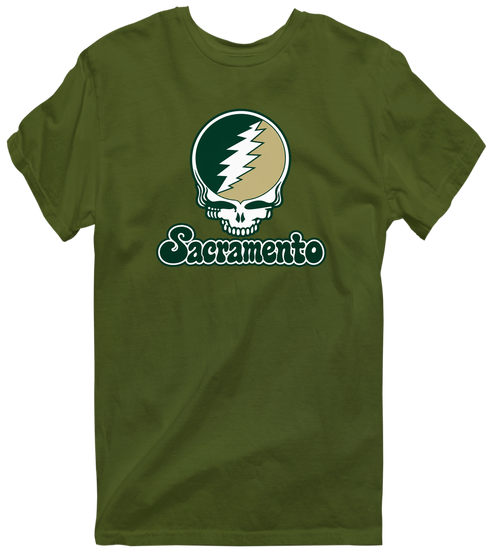 Sacramento Stealie Premium Unisex T-Shirt — Design: Sacramento State — Military Green