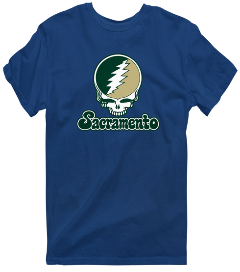 Sacramento Stealie Premium Unisex T-Shirt — Design: Sacramento State — Navy