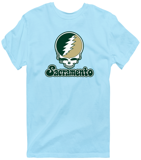 Sacramento Stealie Premium Unisex T-Shirt — Design: Sacramento State — Light Blue