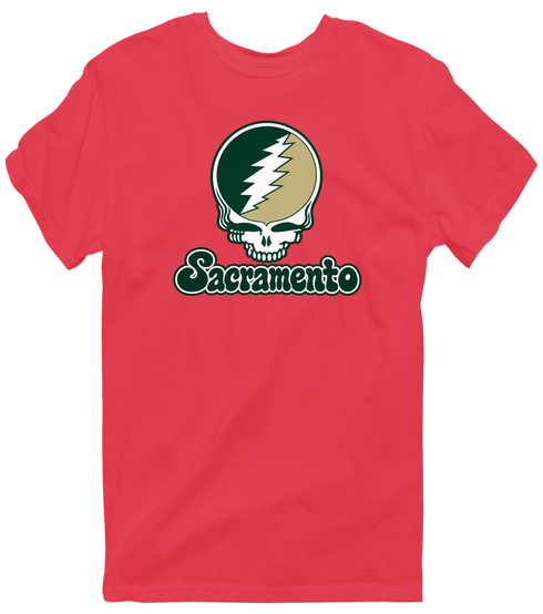 Sacramento Stealie Premium Unisex T-Shirt — Design: Sacramento State — Heather Red