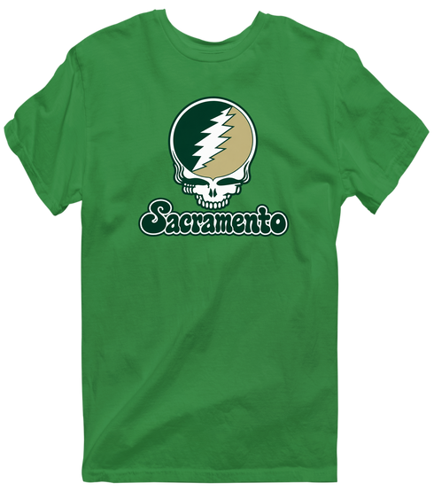 Sacramento Stealie Premium Unisex T-Shirt — Design: Sacramento State — Irish Green