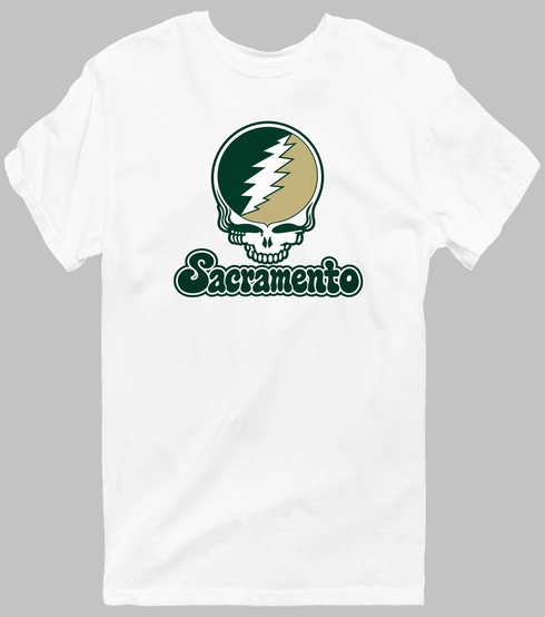 Sacramento Stealie Premium Unisex T-Shirt — Design: Sacramento State — White