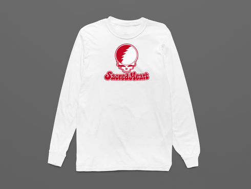Sacred Heart Stealie Premium Unisex Long-Sleeve — Design: Sacred Heart University — White