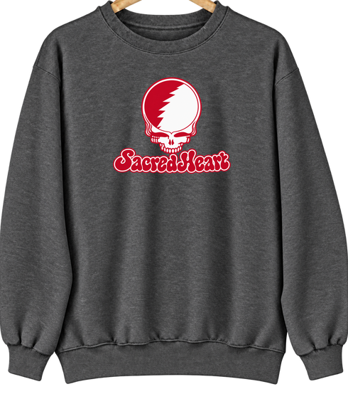 Sacred Heart Stealie Premium Unisex Crewneck — Design: Sacred Heart University — Dark Heather