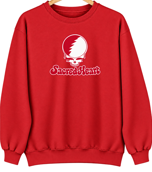Sacred Heart Stealie Premium Unisex Crewneck — Design: Sacred Heart University — Red