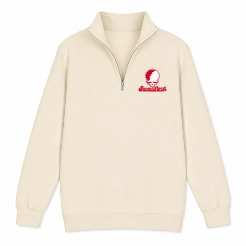Sacred Heart Stealie Premium Unisex Quarter-Zip — Design: Sacred Heart University — Sand