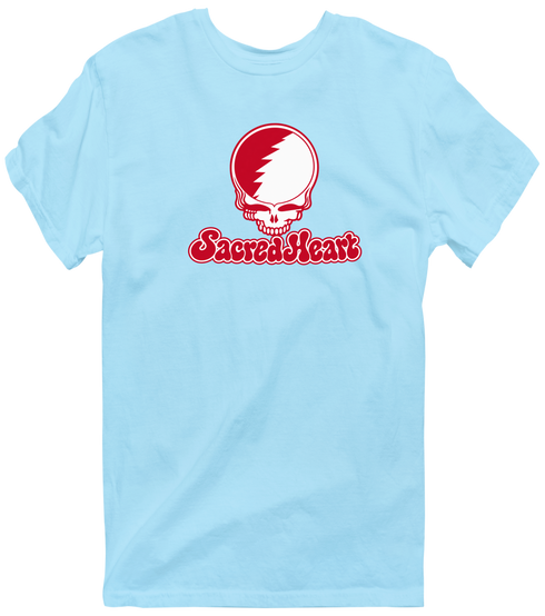 Sacred Heart Stealie Premium Unisex T-Shirt — Design: Sacred Heart University — Light Blue