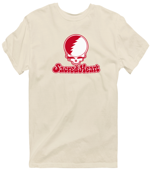 Sacred Heart Stealie Premium Unisex T-Shirt — Design: Sacred Heart University — Sand