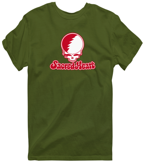 Sacred Heart Stealie Premium Unisex T-Shirt — Design: Sacred Heart University — Military Green