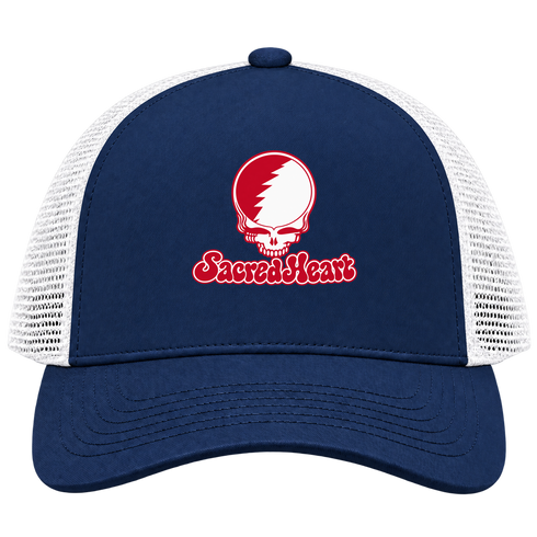 Sacred Heart Stealie Premium Unisex Trucker Cap — Design: Sacred Heart University — Navy/White