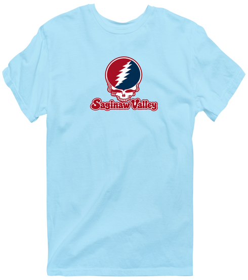 Saginaw Valley Stealie Premium Unisex T-Shirt — Design: Saginaw Valley State University — Light Blue
