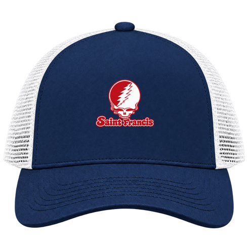 Saint Francis Stealie Premium Unisex Trucker Cap — Design: Saint Francis University — Navy/White