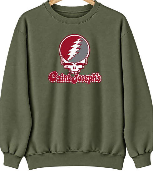 Saint Joseph’s Stealie Premium Unisex Crewneck — Design: Saint Joseph’s University — Military Green