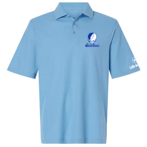 Saint Louis Stealie Premium Unisex Polo — Design: Saint Louis University — Blue