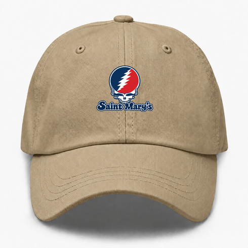 Saint Mary’s Stealie Premium Unisex Dad Hat — Design: Saint Mary’s College of California — Khaki