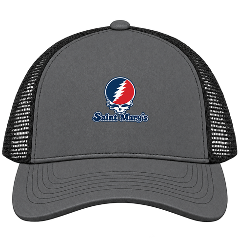 Saint Mary’s Stealie Premium Unisex Trucker Cap — Design: Saint Mary’s College of California — Charcoal/Black