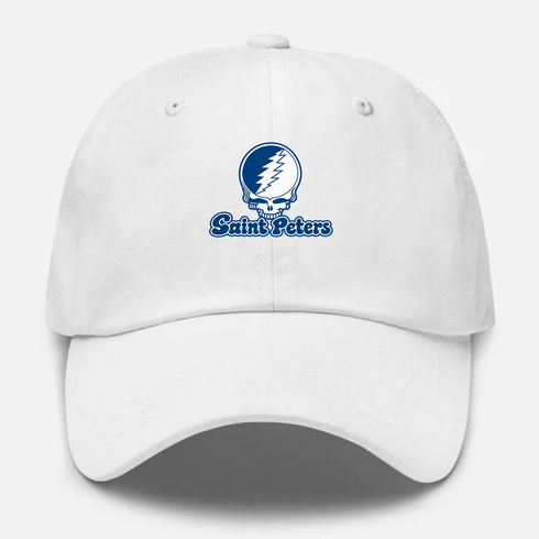 Saint Peters Stealie Premium Unisex Dad Hat — Design: Saint Peters University — White