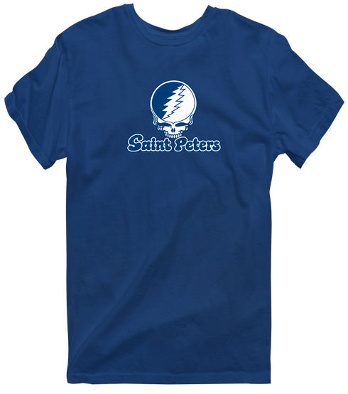 Saint Peters Stealie Premium Unisex T-Shirt — Design: Saint Peters University — Navy
