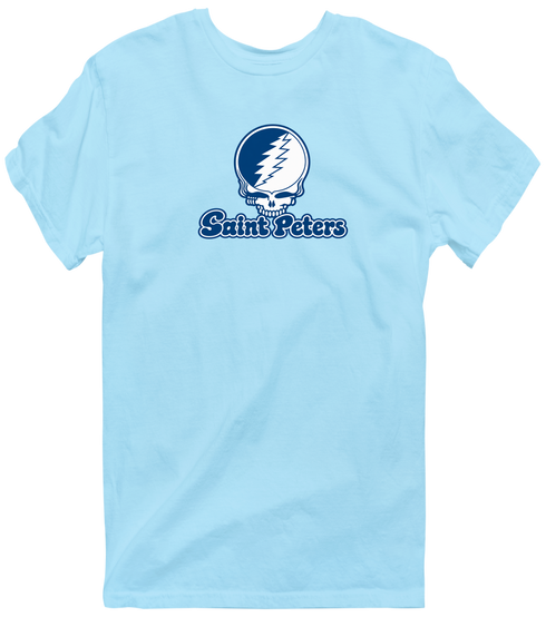 Saint Peters Stealie Premium Unisex T-Shirt — Design: Saint Peters University — Light Blue