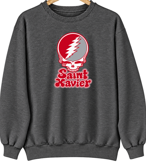 Saint Xavier Stealie Premium Unisex Crewneck — Design: Saint Xavier of Georgia — Dark Heather
