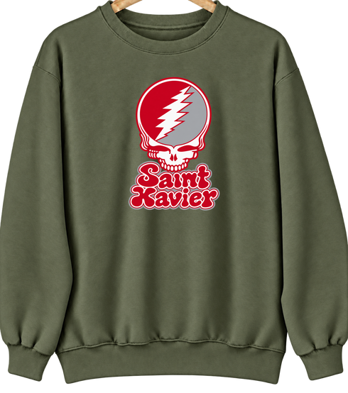Saint Xavier Stealie Premium Unisex Crewneck — Design: Saint Xavier of Georgia — Military Green