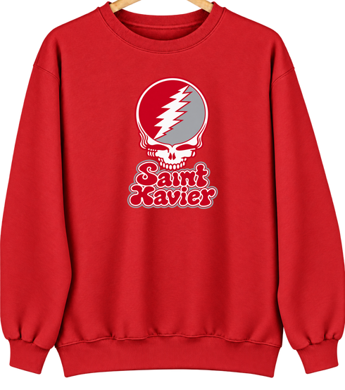 Saint Xavier Stealie Premium Unisex Crewneck — Design: Saint Xavier of Georgia — Red