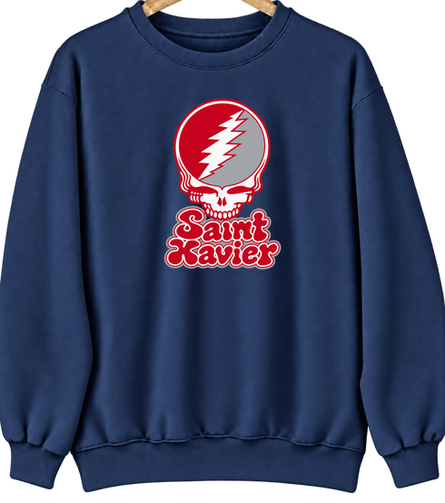 Saint Xavier Stealie Premium Unisex Crewneck — Design: Saint Xavier of Georgia — Navy