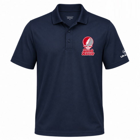 Saint Xavier Stealie Premium Unisex Polo — Design: Saint Xavier of Georgia — Navy