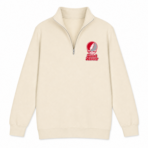 Saint Xavier Stealie Premium Unisex Quarter-Zip — Design: Saint Xavier of Georgia — Sand