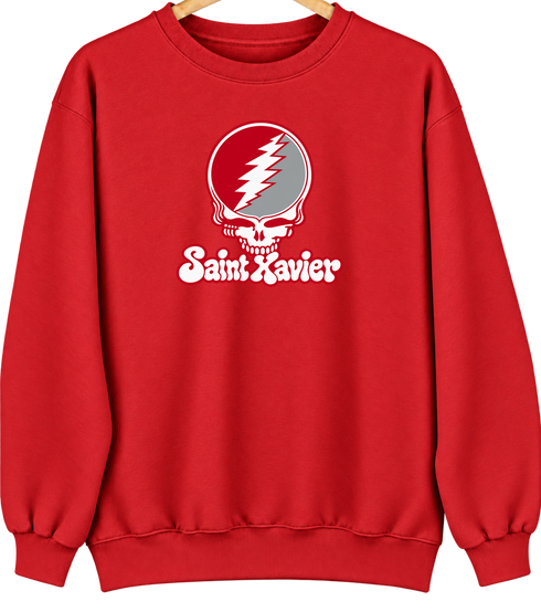 Saint Xavier Stealie Premium Unisex Crewneck — Design: Saint Xavier University — Red