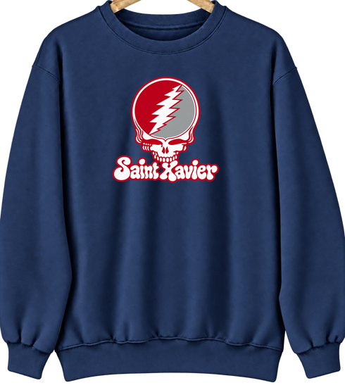 Saint Xavier Stealie Premium Unisex Crewneck — Design: Saint Xavier University — Navy