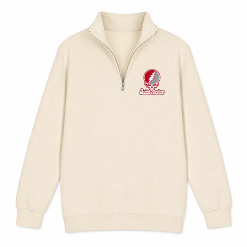 Saint Xavier Stealie Premium Unisex Quarter-Zip — Design: Saint Xavier University — Sand