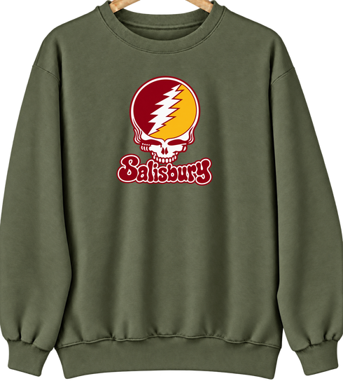 Salisbury Stealie Premium Unisex Crewneck — Design: Salisbury University — Military Green