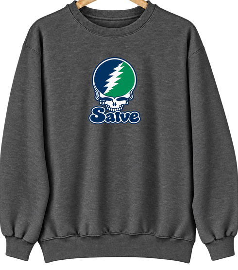 Salve Stealie Premium Unisex Crewneck — Design: Salve Regina University — Dark Heather