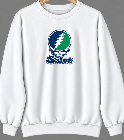 Salve Stealie Premium Unisex Crewneck — Design: Salve Regina University — White
