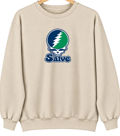 Salve Stealie Premium Unisex Crewneck — Design: Salve Regina University — Sand