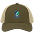 Salve Stealie Premium Unisex Trucker Cap — Design: Salve Regina University — Moss/Khaki