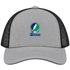 Salve Stealie Premium Unisex Trucker Cap — Design: Salve Regina University — Heather Grey/Black