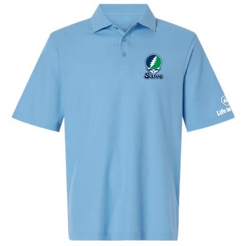 Salve Stealie Premium Unisex Polo — Design: Salve Regina University — Blue