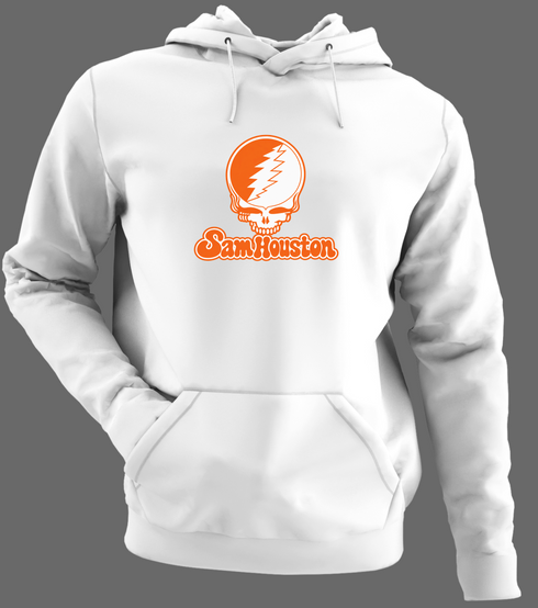 Sam Houston Stealie Premium Unisex Hoodie — Design: Sam Houston State University — White/Grey