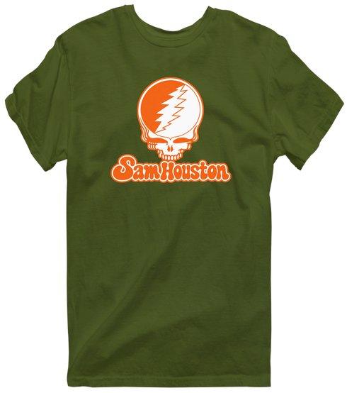 Sam Houston Stealie Premium Unisex T-Shirt — Design: Sam Houston State University — Military Green