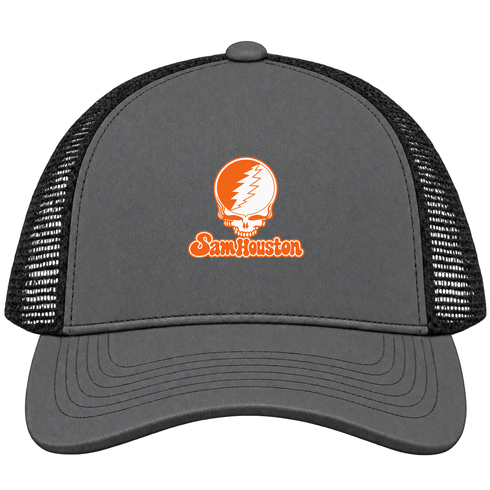 Sam Houston Stealie Premium Unisex Trucker Cap — Design: Sam Houston State University — Charcoal/Black